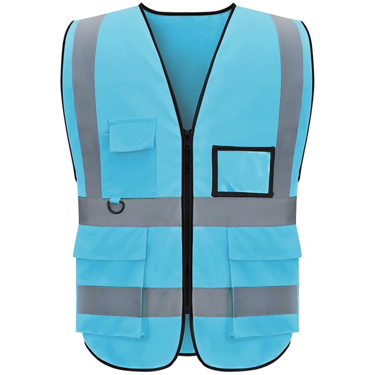 Reflective Vest Class 2 Safety Vests ANSI with 5 Pockets Zipper High Visibility Construction Uniform