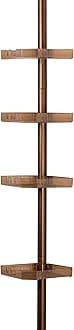 Bath Bliss 4 Tier Tensions Corner Shower Caddy | Shelves | Adjustable 48“-101” | Bathroom Organizer | Bathtub and Shower Stall | Holds Large Bottles | Soap | Shampoo | Washcloths | Bronze
