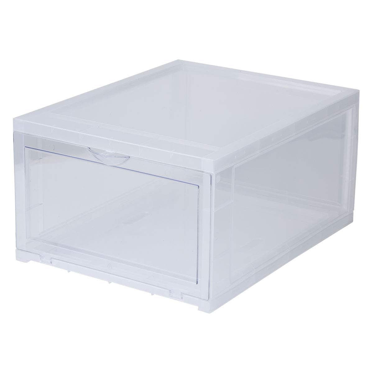 Drop-Front Shoe Box for Womens Mens, Clear Plastic Foldable Stackable Shoe Organizer Wall, Storage Shoe Box Save Space & Cleans for Closet Shelf Entryway Hallway, 2 case in package