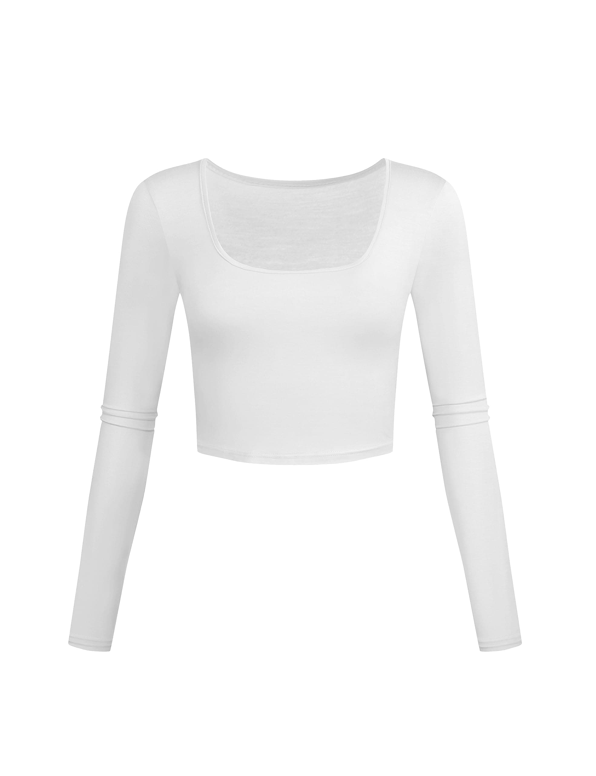 KindcallLightweight Square Neck Crop Tops Long Sleeve Slim Fit Basic Workout Shirts for Women