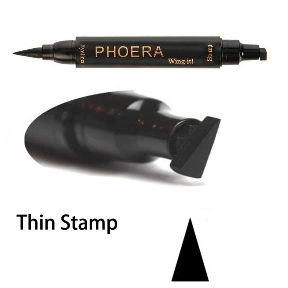 GUANGS 2 in 1 Wing Stamp Waterproof Makeup Long Lasting Shimmer Liquid Eyeliner - Thin Stamp