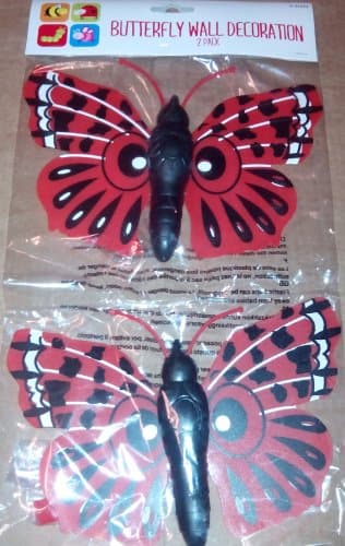Extra Large Red Garden Wall Decorations (2 Pack) Butterfly with fixings