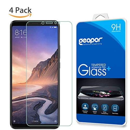 [4 Pack] Screen Protector for Xiaomi Mi Max 3, Geapor Tempered Glass Screen Protector Ultra Clear Scratch Resistant