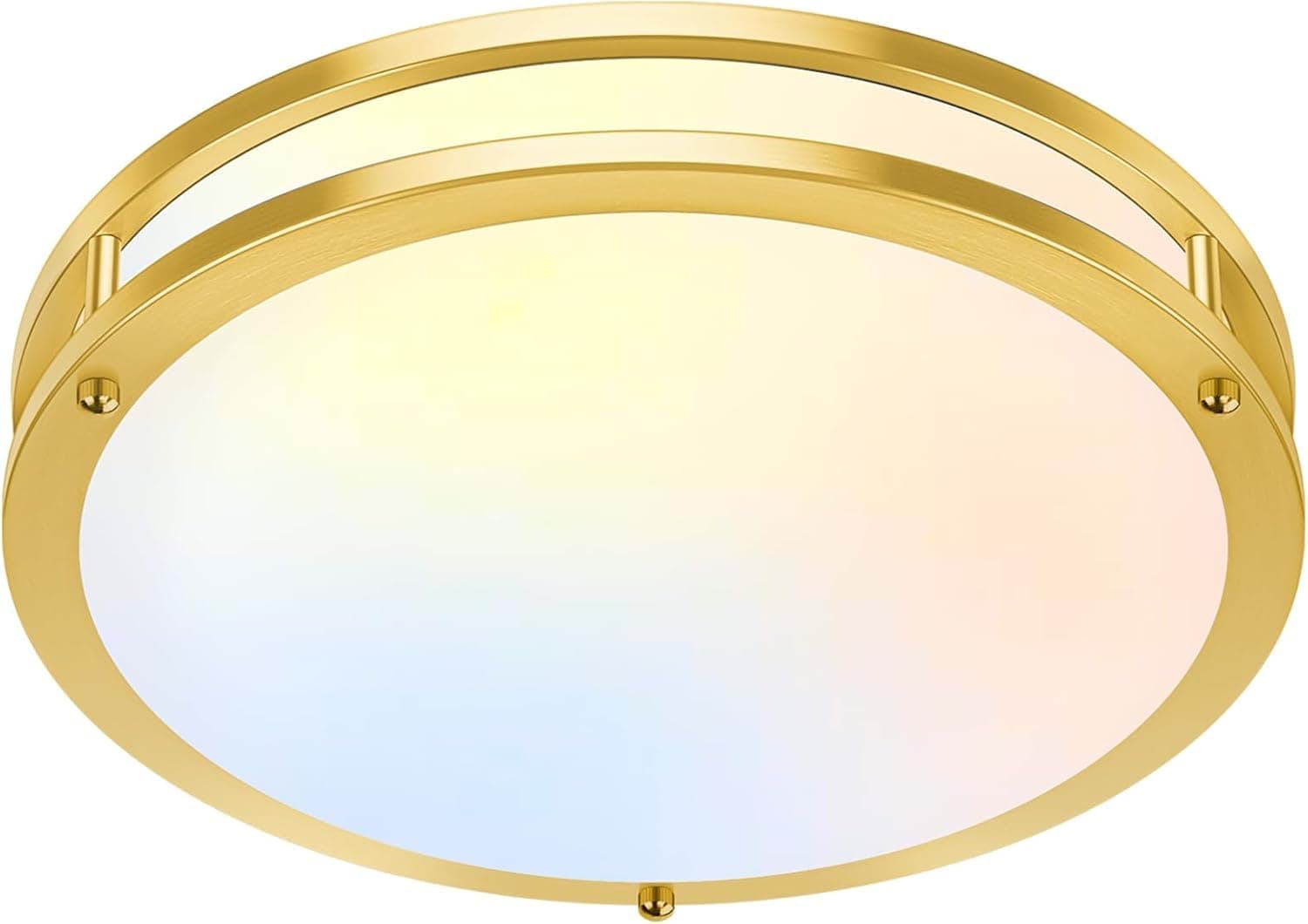 10 Inch LED Flush Mount Ceiling Light, Gold Kitchen Lighting Fixture with 2700K/3000K/4000K/5000K/6500K 5 Color Adjusted, Dimmable Modern Round LED Light for Bedroom Living Room Laundry, 1-Pack