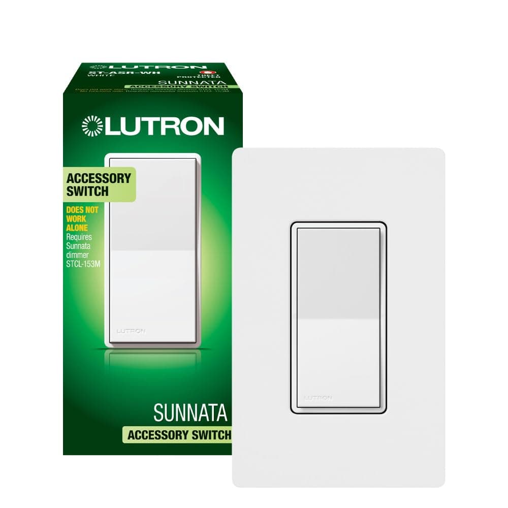 Sunnata On/Off Accessory Switch with Wallplate, only for use with Sunnata LED+ Dimmers, ST-ASW-WH, White
