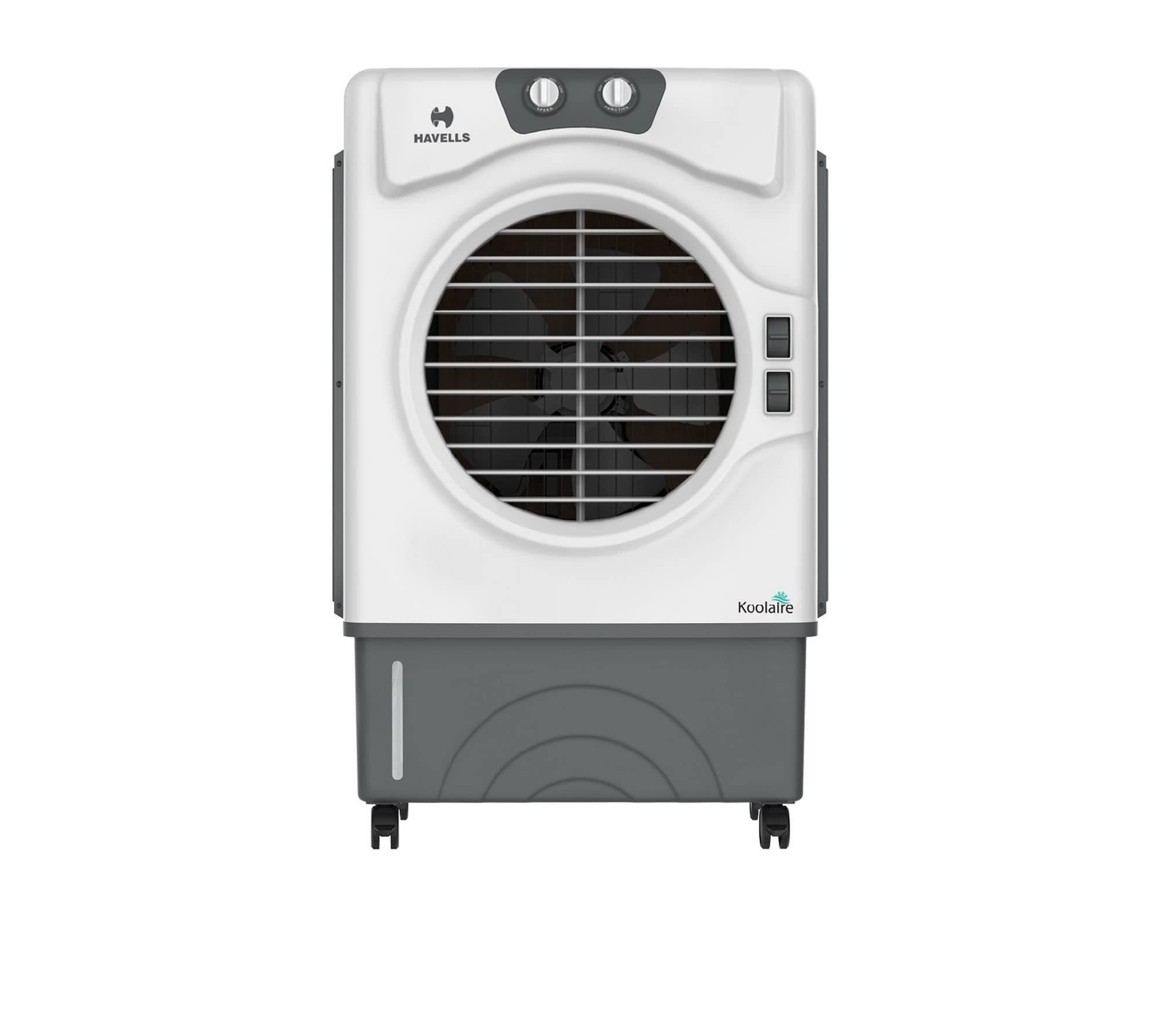 Havells Koolaire-W 51L 2 Knobs Desert Air Cooler for home | Powerful Air Delivery | Everlast Pump | 3 Side High Density Woodwool Comb | Heavy Duty (White/Grey)
