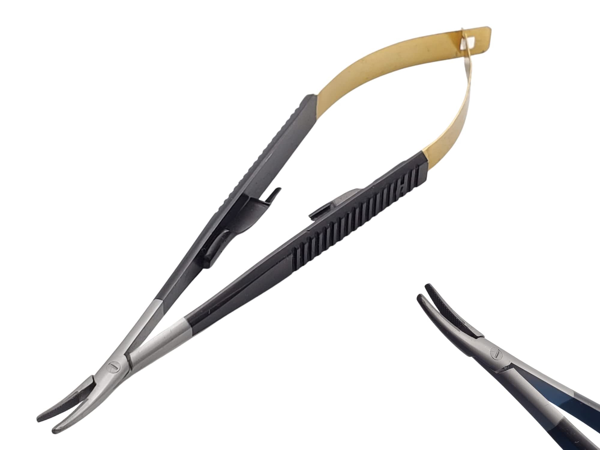 Castroviejo Micro Needle/Suture Holder Driver with Tungsten Carbide Inserts 5.5 Inches (Curved Tip)