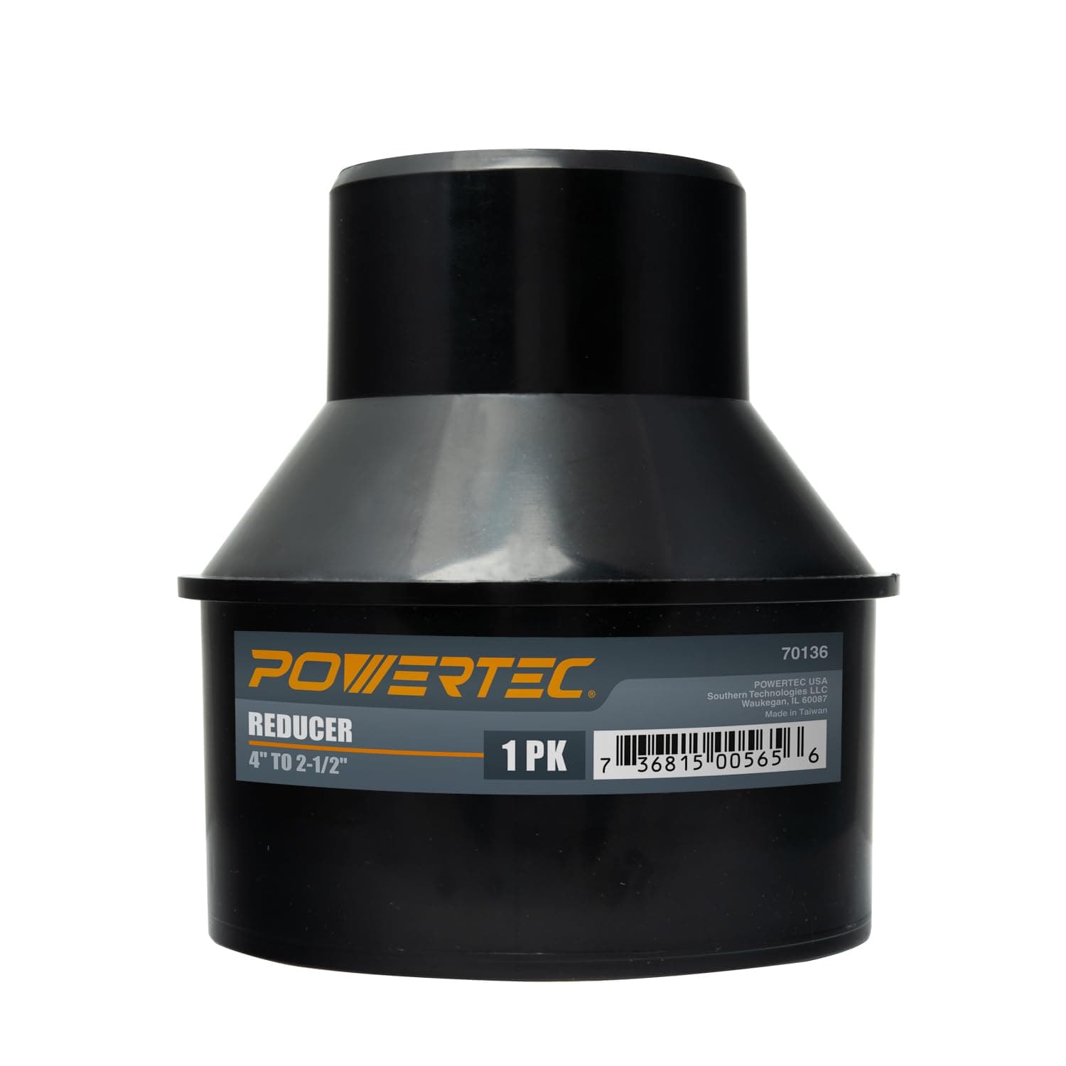 POWERTEC 70136 4" to 2-1/2" Cone Reducer, Dust Collection Fittings for Dust Collection Hose to Hose Connection
