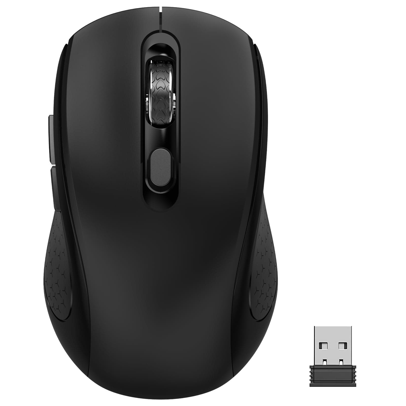 Wireless Mouse with Side Buttons, Anti Slip Scroll Wheel, Powerful 2400 DPI Optical Sensor, With USB Nano Receiver, 2.4 GHz 6-Button Cordless Ergonomic Mice Suitable for Wins PC, Laptop, MacBook