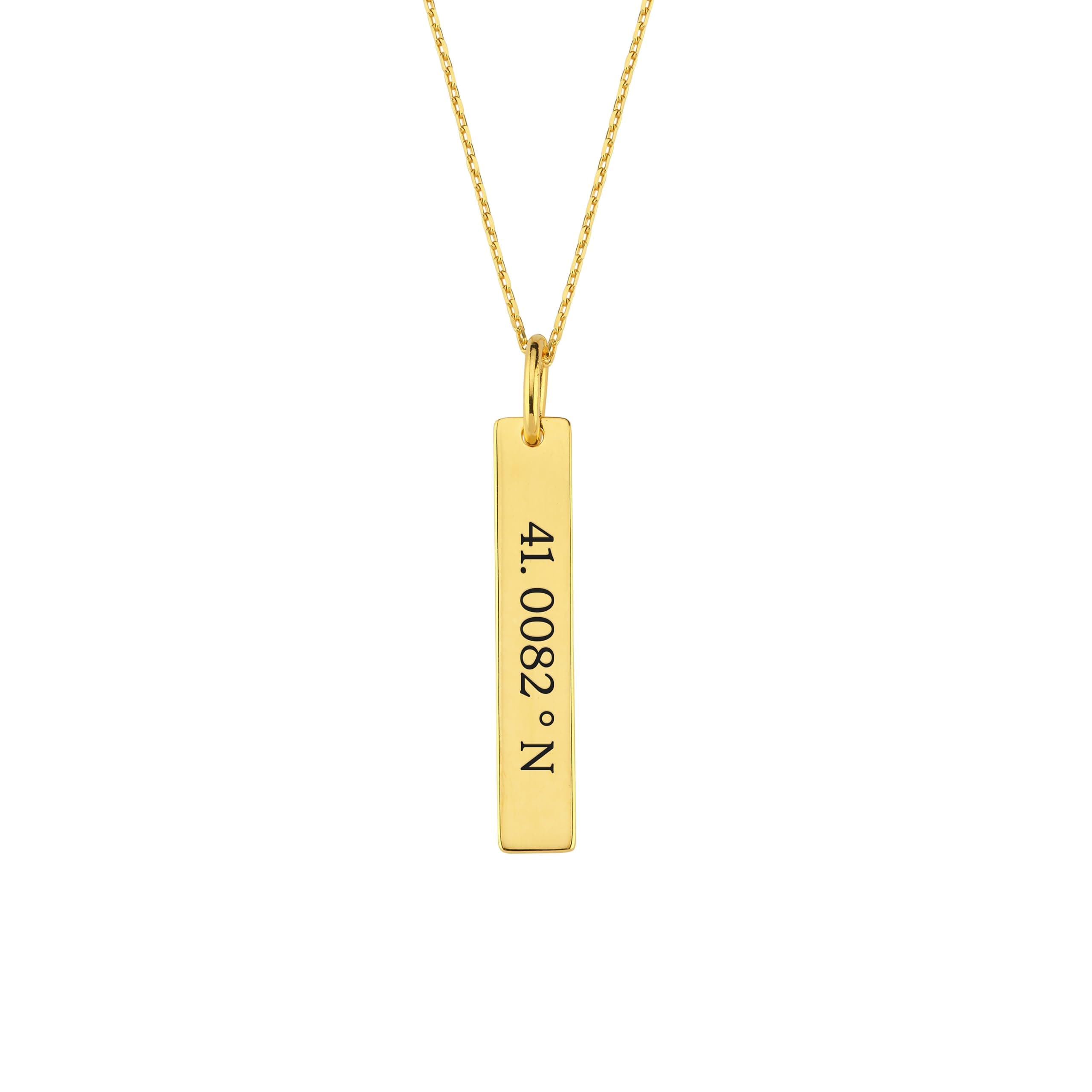 14K Solid Gold or Gold Plated Custom Name Bar Necklace, Personalized Vertical Bar Pendant, Engraved Jewelry Gift for Her