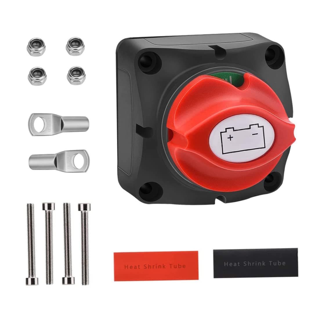Battery Isolator Switch Leakage Power Disconnect Switch A701 200A with Termils Shrink Tubes Bolts for Boat Truck Battery Isolator