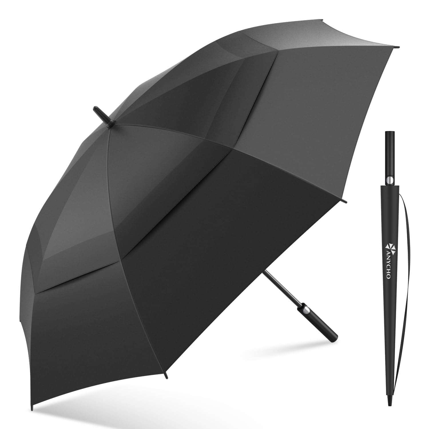 60inch Double Layer Big Umbrella for Men, Auto Open with Windproof Technology, Waterproof, and Extra Wind Resistance - Ideal for 3-4 People