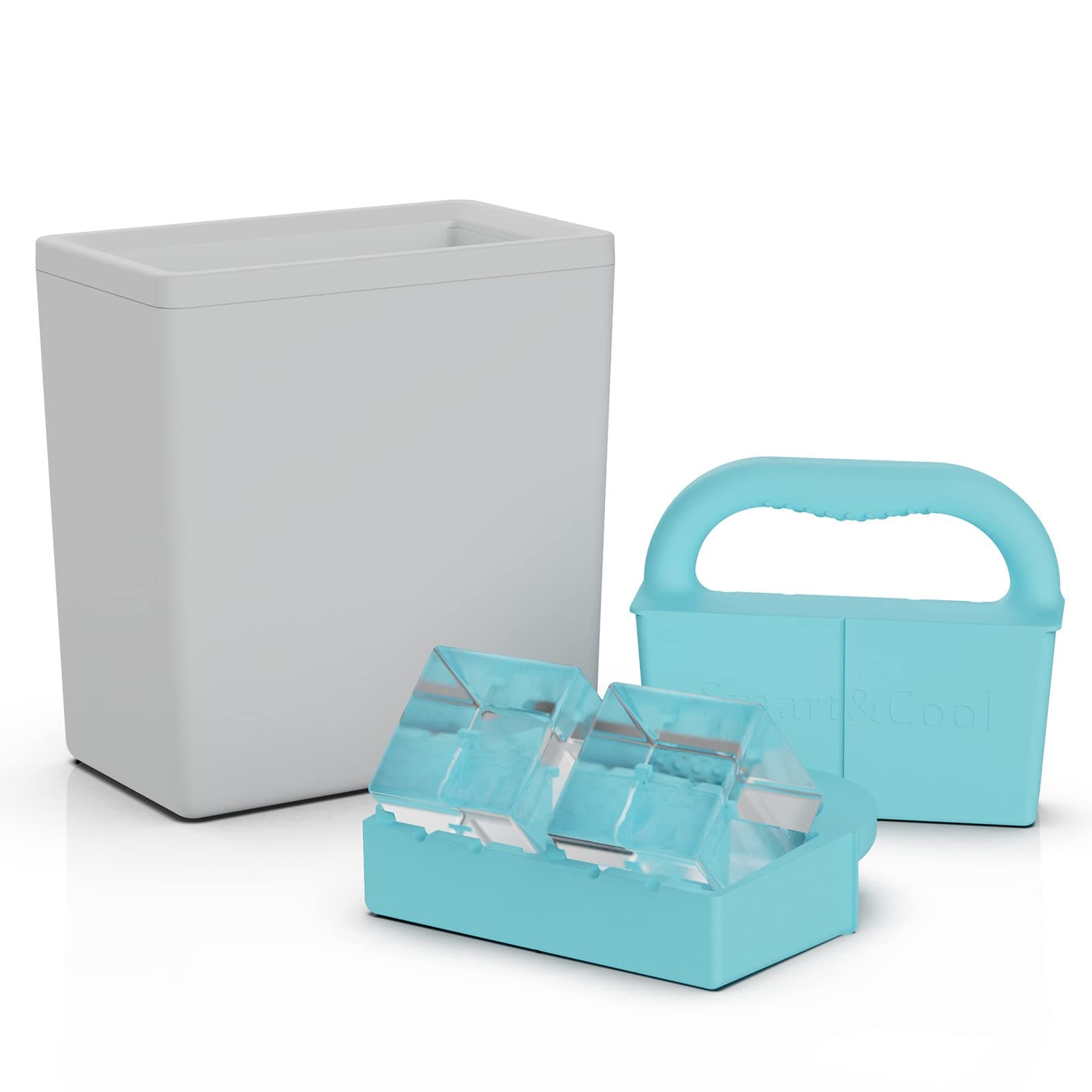 SMART&COOL Clear Ice Cube Mold, Ice cube molds for refrigerators, 2 Square Ice Cubes mold