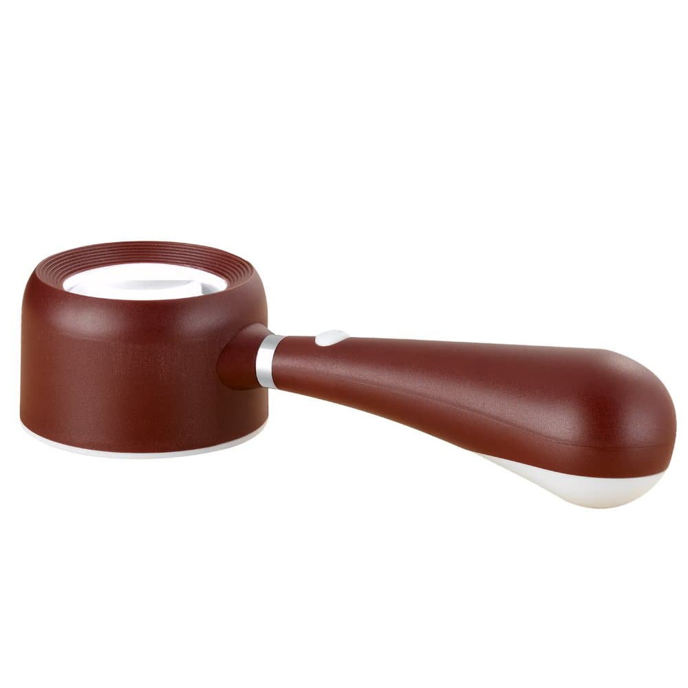 Magnifier G-111-040 40mm Microscope Handheld Magnifying Glass Led Lights Loupe Read Work Repaire Jewelry Diamond 16x5.7x3.7cm (RED)