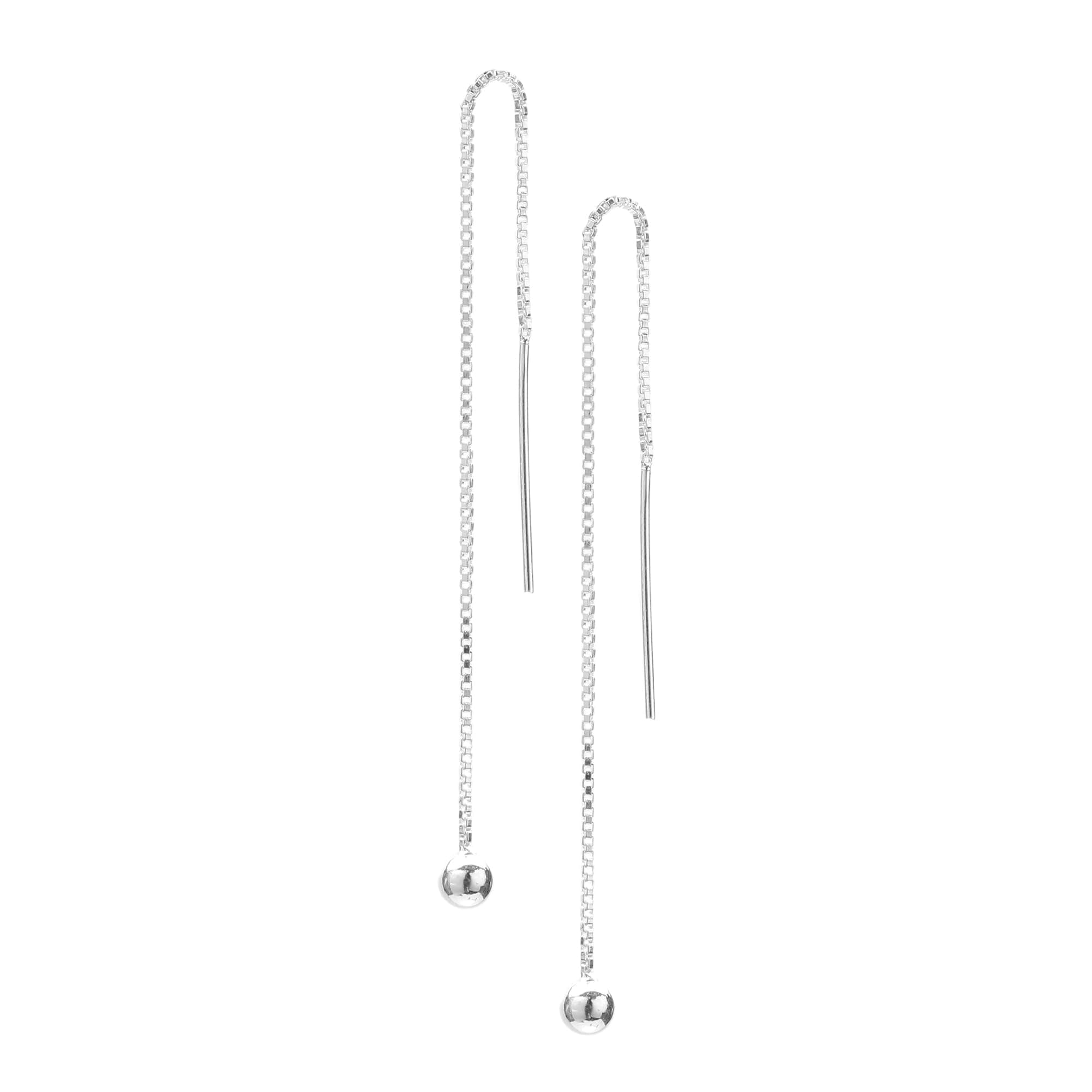 925 Silver Pair of Threaded Drop Long Chain Ear Line, Earrings, Jhumki for Girls & Women