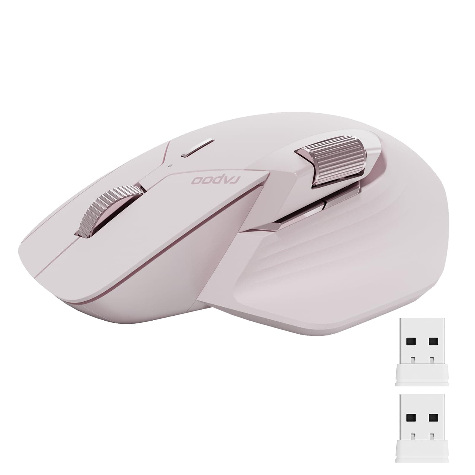 MT760Mini Bluetooth Wireless Mouse - Bluetooth 5.0 and 2.4GHz Multi-Mode Connection, Support 4 Devices, M+ Cross Computer Technology, 11 Programmable Buttons,Pink