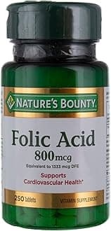 Folic Acid Supplement, Supports Cardiovascular Health, 800mcg, 250 Tablets, 3 Pack