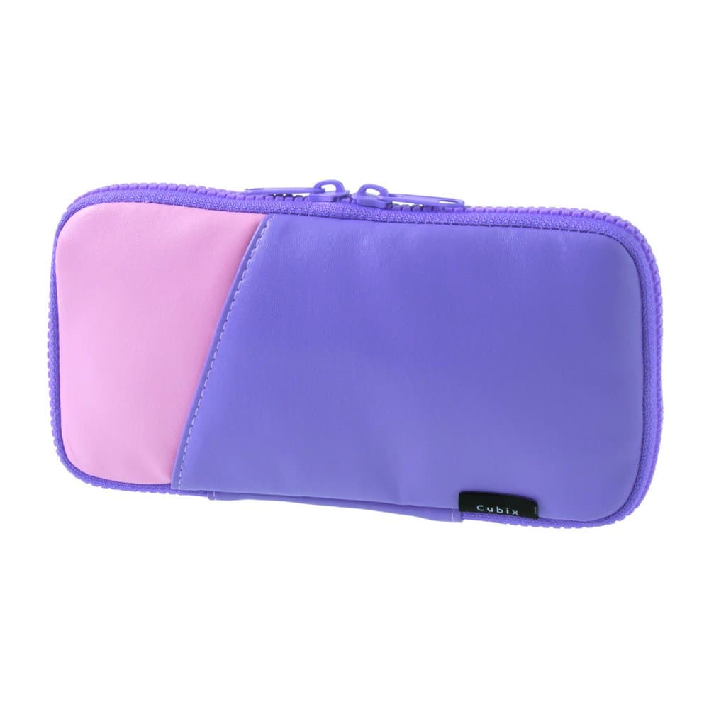 キュービックス ペンケース ラウンドジップ フェイクレザー