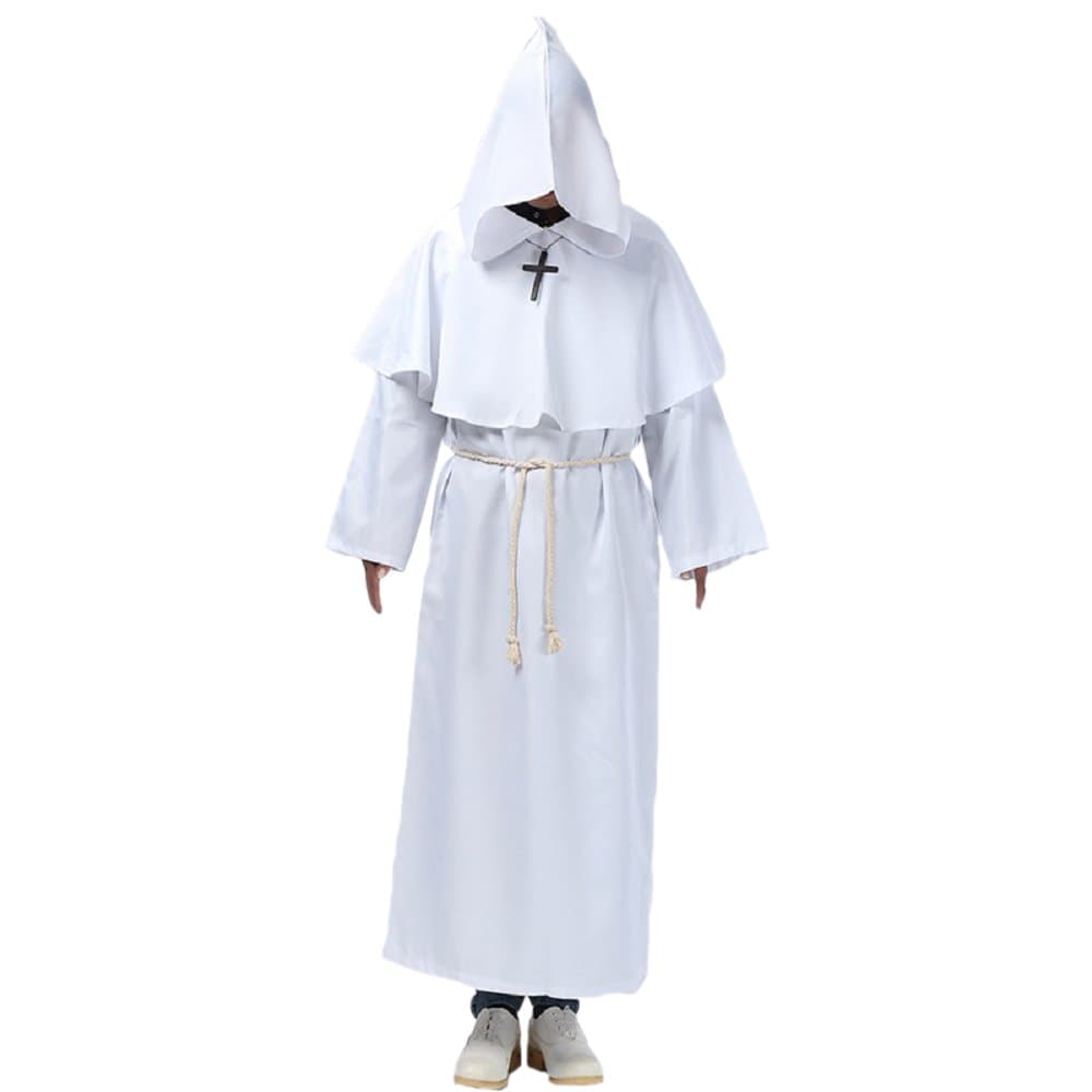 Medieval Priest Monk Robe Hooded Cap Cloak