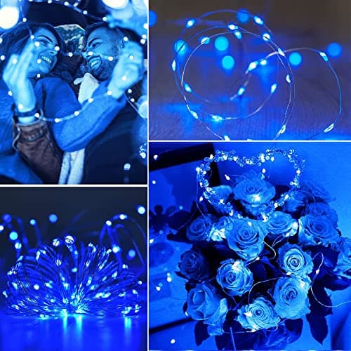 Solar String Lights Outdoor, 2 Pack 120LED Solar Garden Lights Waterproof, 14M/46Ft 8 Modes Indoor/Outdoor Fairy Lights Copper Wire Decorative Lighting for Patio, Yard, Party, Wedding (Blue)