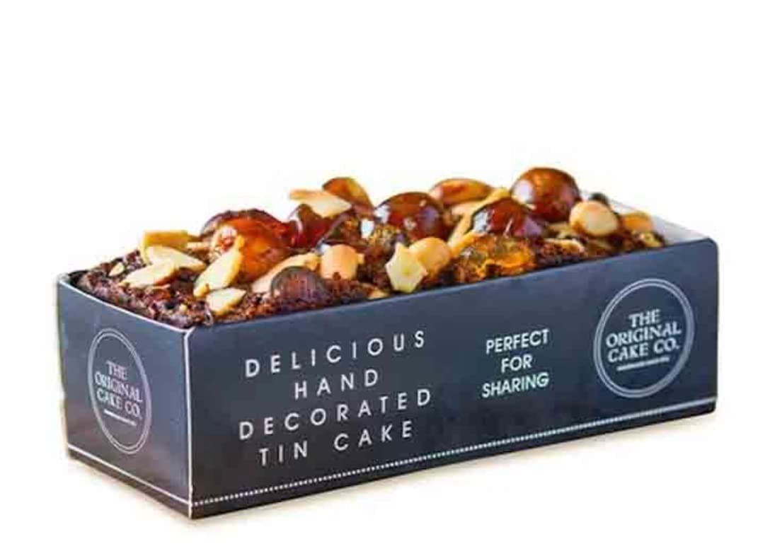 Christmas Cake - Brandy, Fruit and Nut Half Log Festive Cake - Delicious Hand Decorated Tin Cake - Individually Wrapped - Great For Sharing - Suitable For Vegetarians 320 g