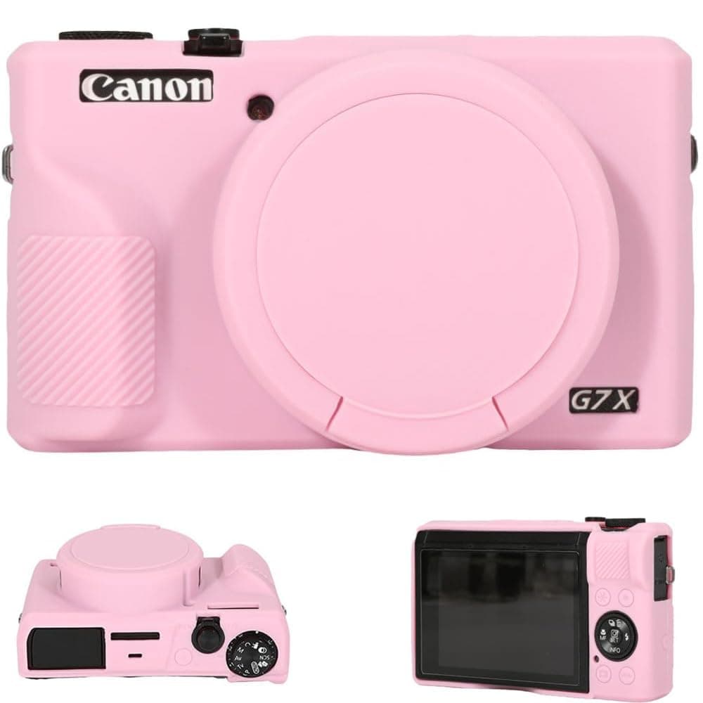 Case for Canon Powershot G7X Mark III Digital Camera, G7X Mark iii Camera Silicone Case, Soft Silicone Protective Cover with Removable Lens Cover for Canon G7-X Mark3 (Pink)