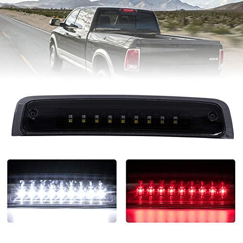 FieryRedHigh Mount Stop Light Third 3RD Brake Light Replacement for 2011-2016 Dodge Ram 1500 2500 3500, Waterproof-High Mount Rear Cargo Lamp Tail Brake Light (Smoke Lens)