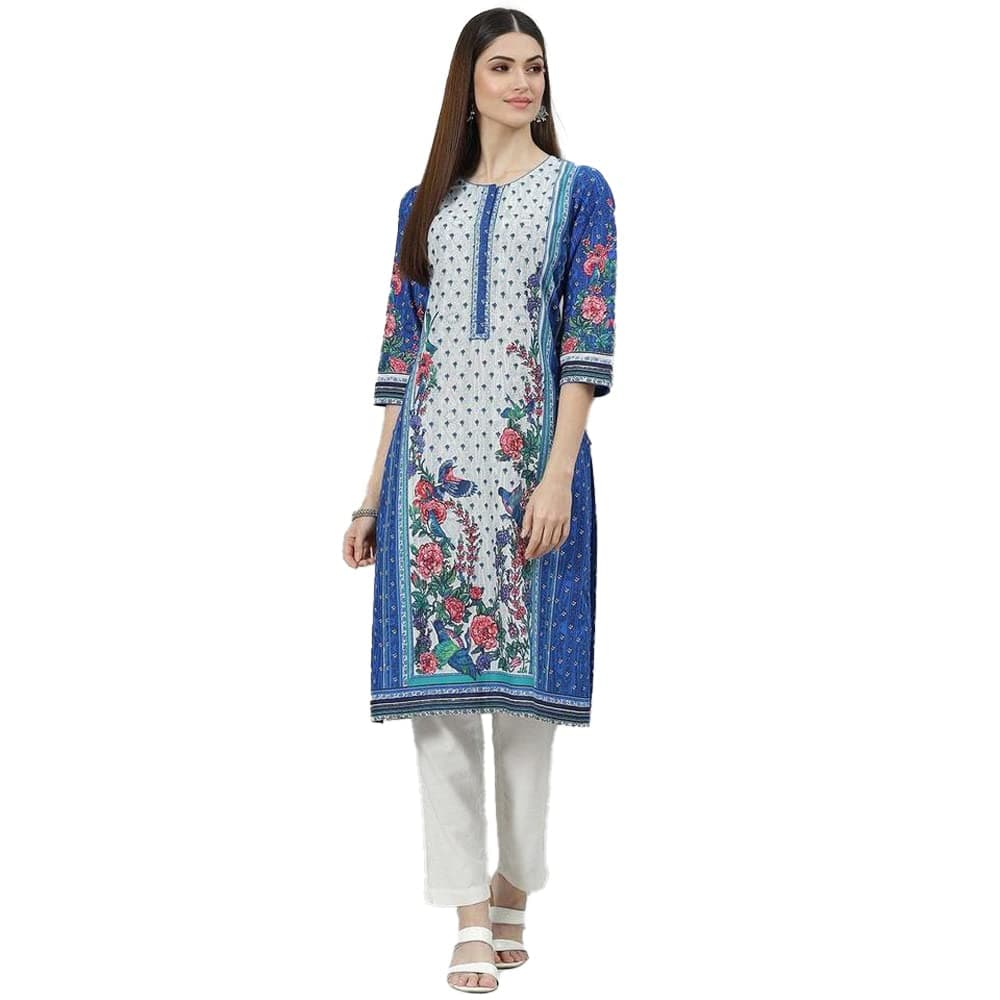 BIBA Solid Cotton Straight Fit Womens Kurta