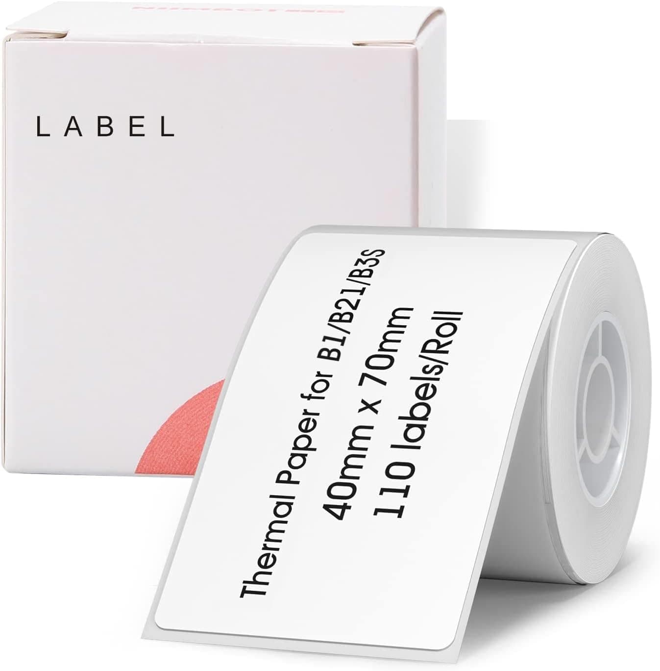Labels for B1/B21/B3S Label Maker, 1.57'' x 2.76'' (40x70mm) Thermal Sticker Label, Waterproof, Oil-Proof and Tear-Proof NIIMBOT Labels, 1 Roll of 110 Self-Adhesive Thermal Labels (White)