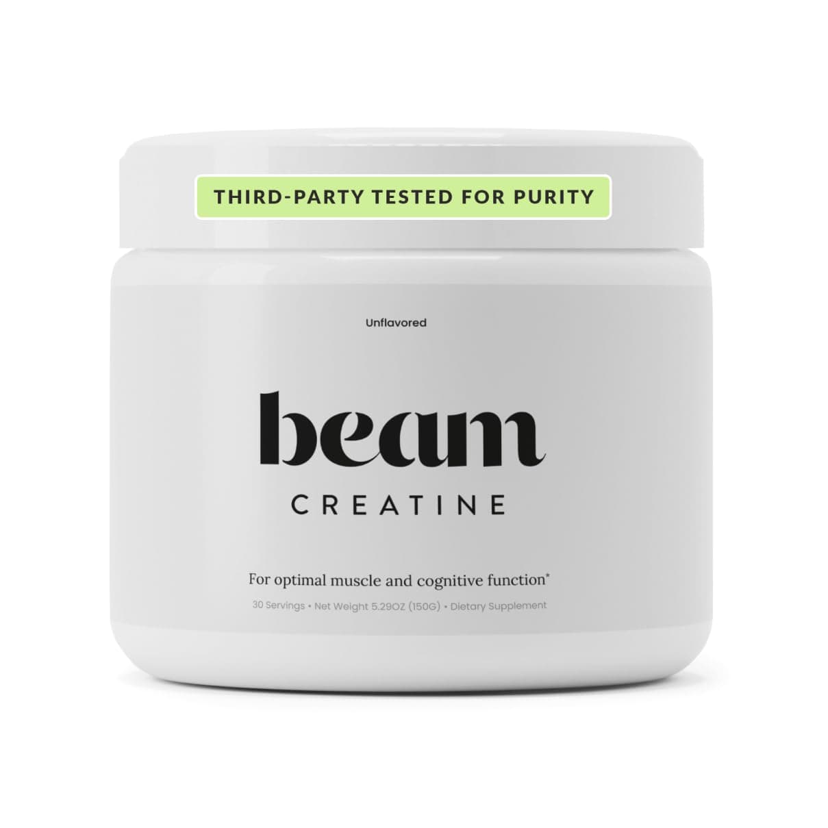 Beam Creatine Monohydrate Powder – 5g Micronized Creatine Monohydrate, Third Party Tested Creatine for Women & Men, Muscle Strength, Growth, Recovery & Cognitive Support, Unflavored, 30 Servings