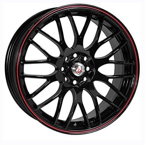 Four 15"x 6.5 Motion 2 Black with Red Circle Alloy Wheels Fitment 8stud 4x100 & 4x108