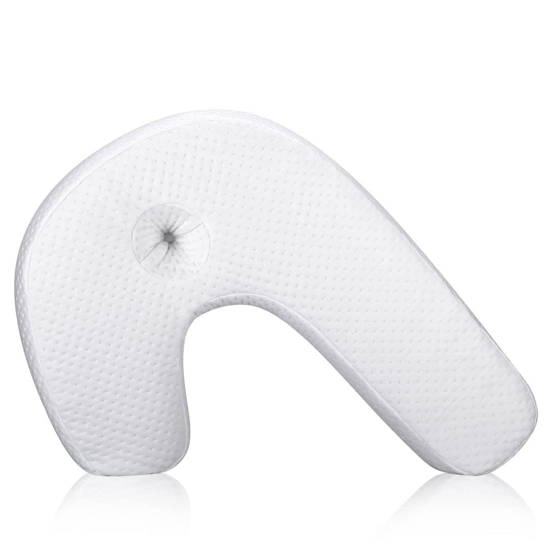Sponsored Ad - Side Sleeper Pillow J-Shaped Side Sleeper Pillows for Adults Memory Foam Pillow for Neck Shoulder Pain Relief with Ear Hold Removable Washable Cover 1 Pack White