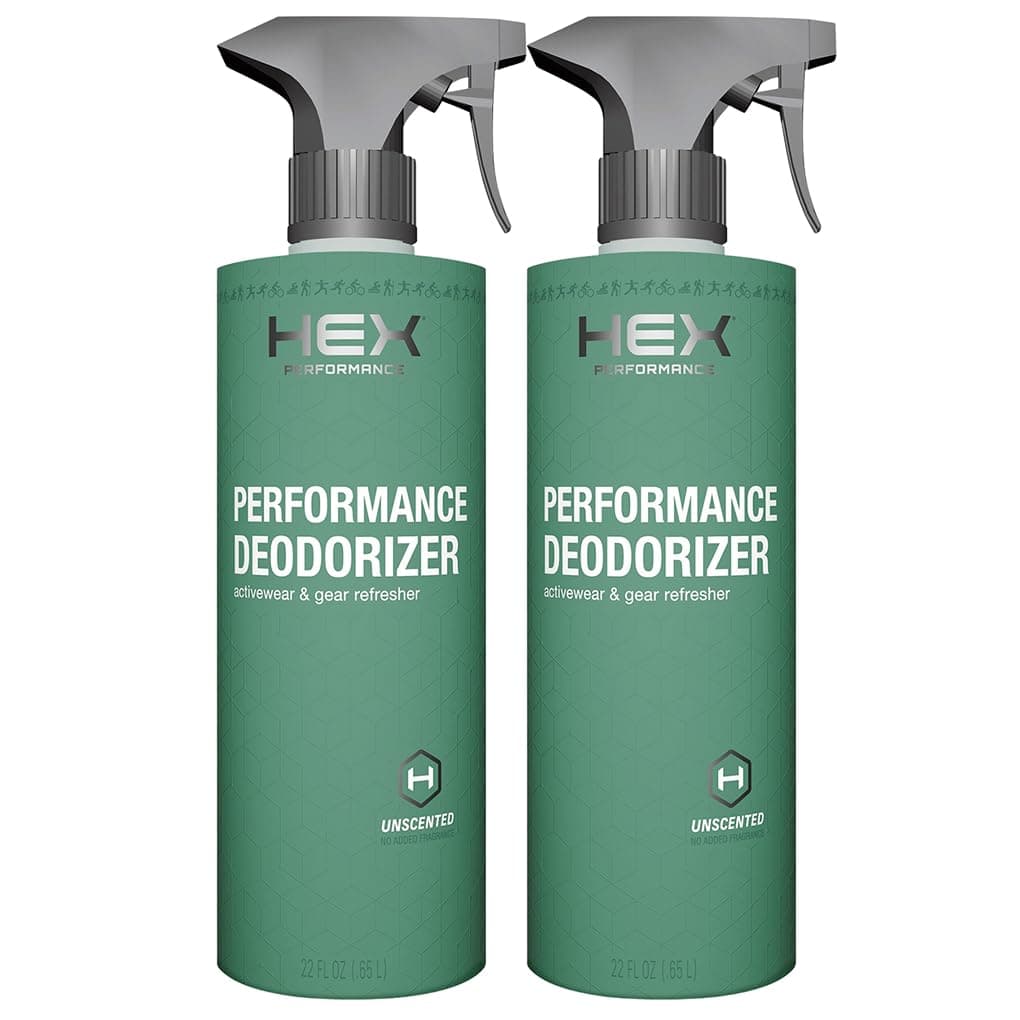 HEX Performance Deodorizing Spray, Unscented, 44oz (Pack of 2) - Awesome for Shoes, Gear, Activewear & Fabrics, Yoga Mats & Gym Equipment, Carpet, Pets, Odor Eliminator & Fabric Refresher Spray