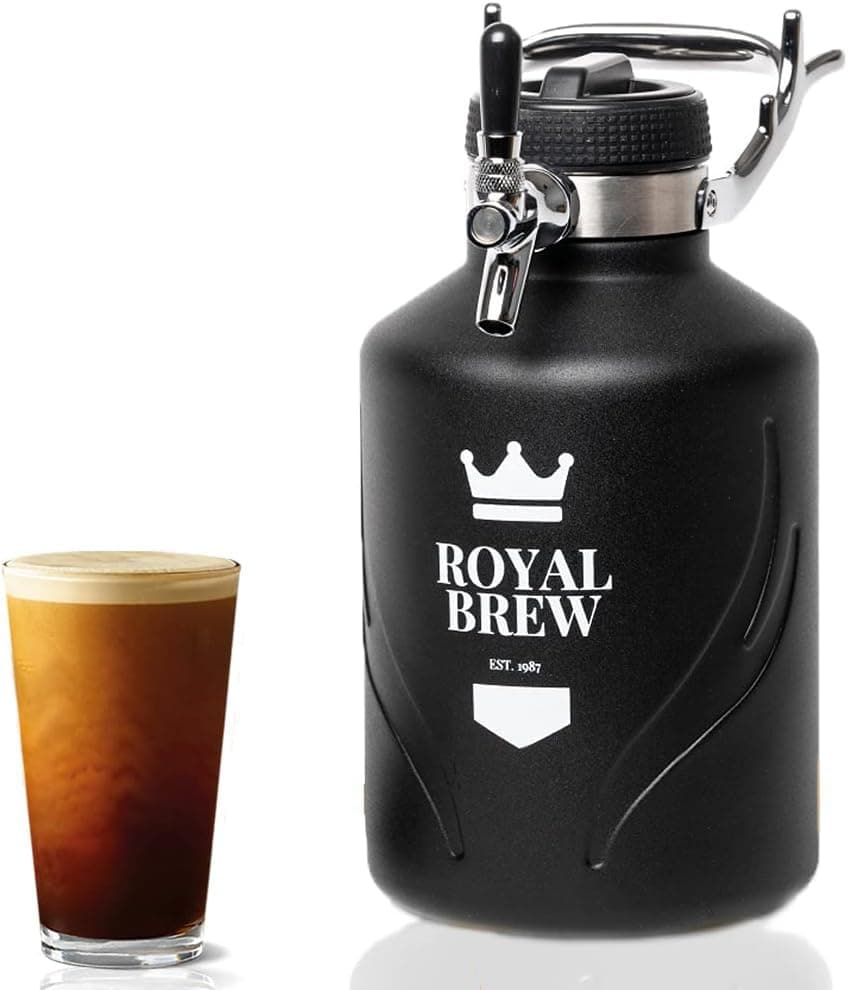 The Original Royal Brew Nitro Cold Brew Coffee Maker - Gift for Coffee Lovers - Quality Nitro Coffee at Home - 64 oz Home Keg, Nitrogen Gas System Dispenser Kit