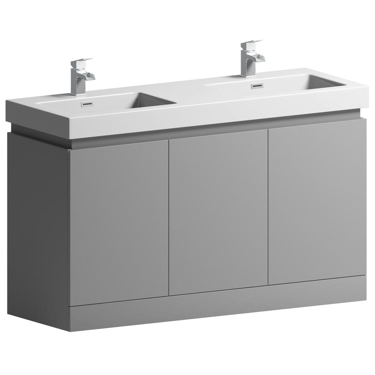 Mode Hardy Slate matt Grey floorstanding Double Vanity Unit and Basin 1380mm - Grey Vanity Unit, Vanity Units, Bathroom Furniture