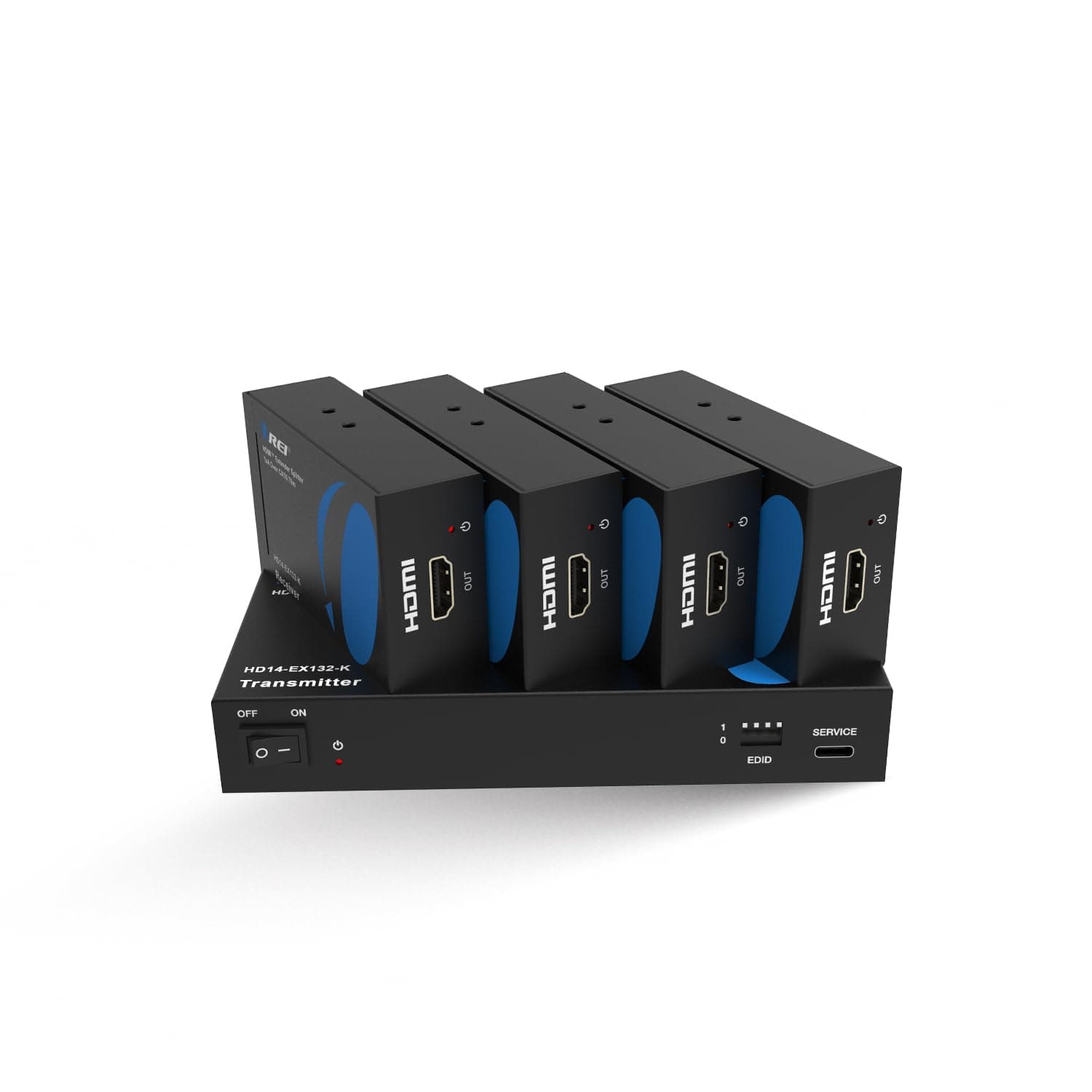 Orei 1X4 Hdmi Extender Splitter Over Single Cable Cat6 7 1080P with Ir Remote Edid Management Up to 132 Ft Loop Out Low Latency 1x4 HDMI Extender - 132 FT Black