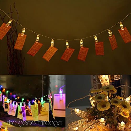 13ft 20 LED Photo Peg Clip String Lights Battery Operated Fairy Lights 2 Modes Clip Lights for Hanging Pictures Indoor Outdoor Decoration(Warm White)