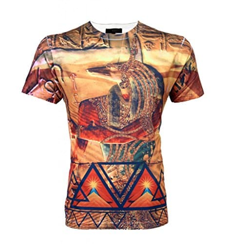 BLEU EVOLUTION Men's Sublimation T-Shirt "God Anubis", Medium, Multi