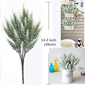 CATTREE Artificial Lavender, Plastic Plants Fake Flowers Bouquet Home Bridal Wedding Office Party Garden Balcony Indoor Outdoor DIY Centerpieces Arrangements Simulation Craft Decoration White 4pcs