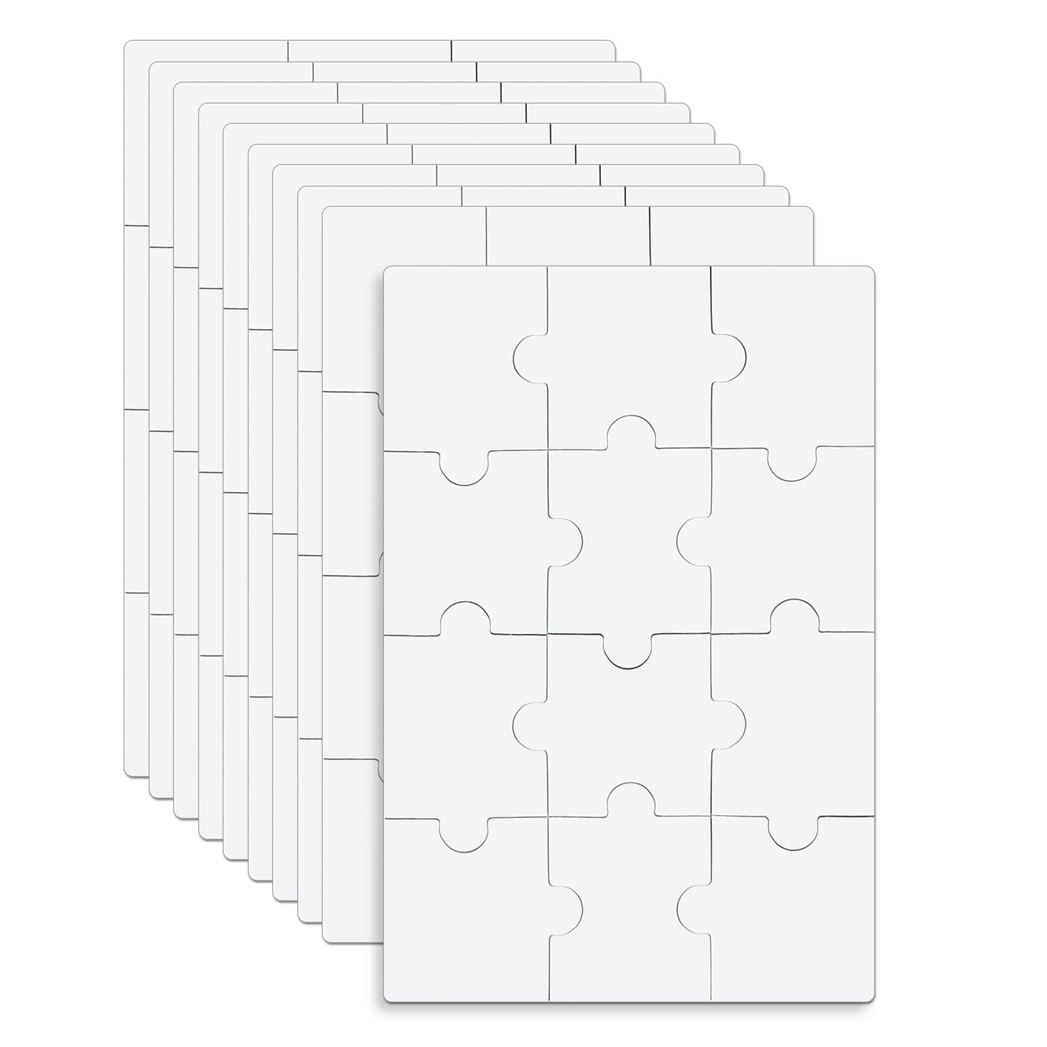10 Sheets Empty Puzzle, 10 x 15 cm, 12-Piece Empty Puzzle Set, Paintable Puzzle, Empty Puzzle, DIY Funny All White Puzzle for Activity, Birthday, Party, Party Favours, Crafts