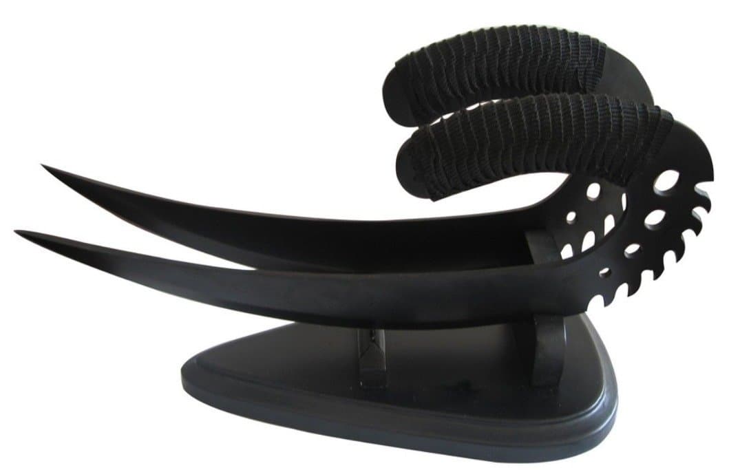 DevilFish 13" Fantasy Black Twin Dagger Knife with Display Stand