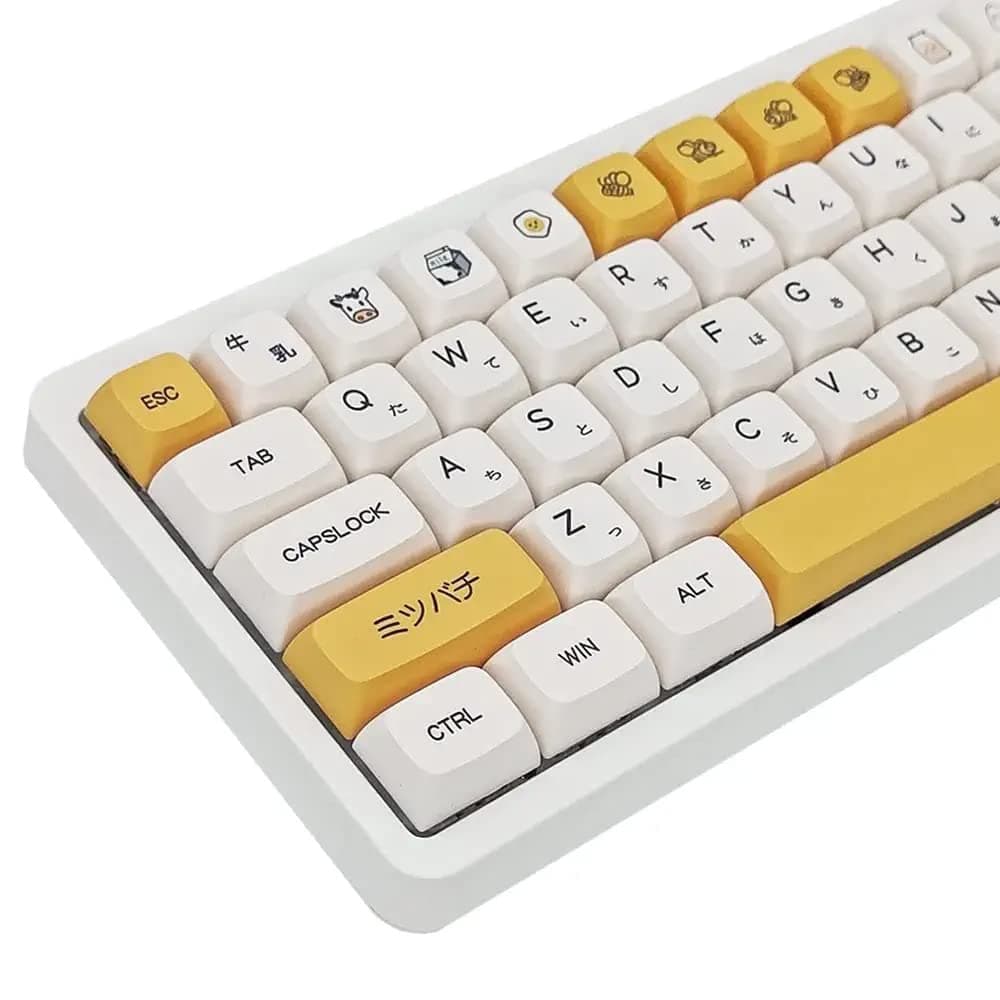 MAKINGTEC PBT Keycaps 140 Keys XDA Profile Keycaps Dye-Sub Japanese Honey Milk Keycap, ANSI Layout Keycap Suitable for Mechanical Gaming Keyboard Gateron Kailh Cherry MX Switches (Keycaps only)