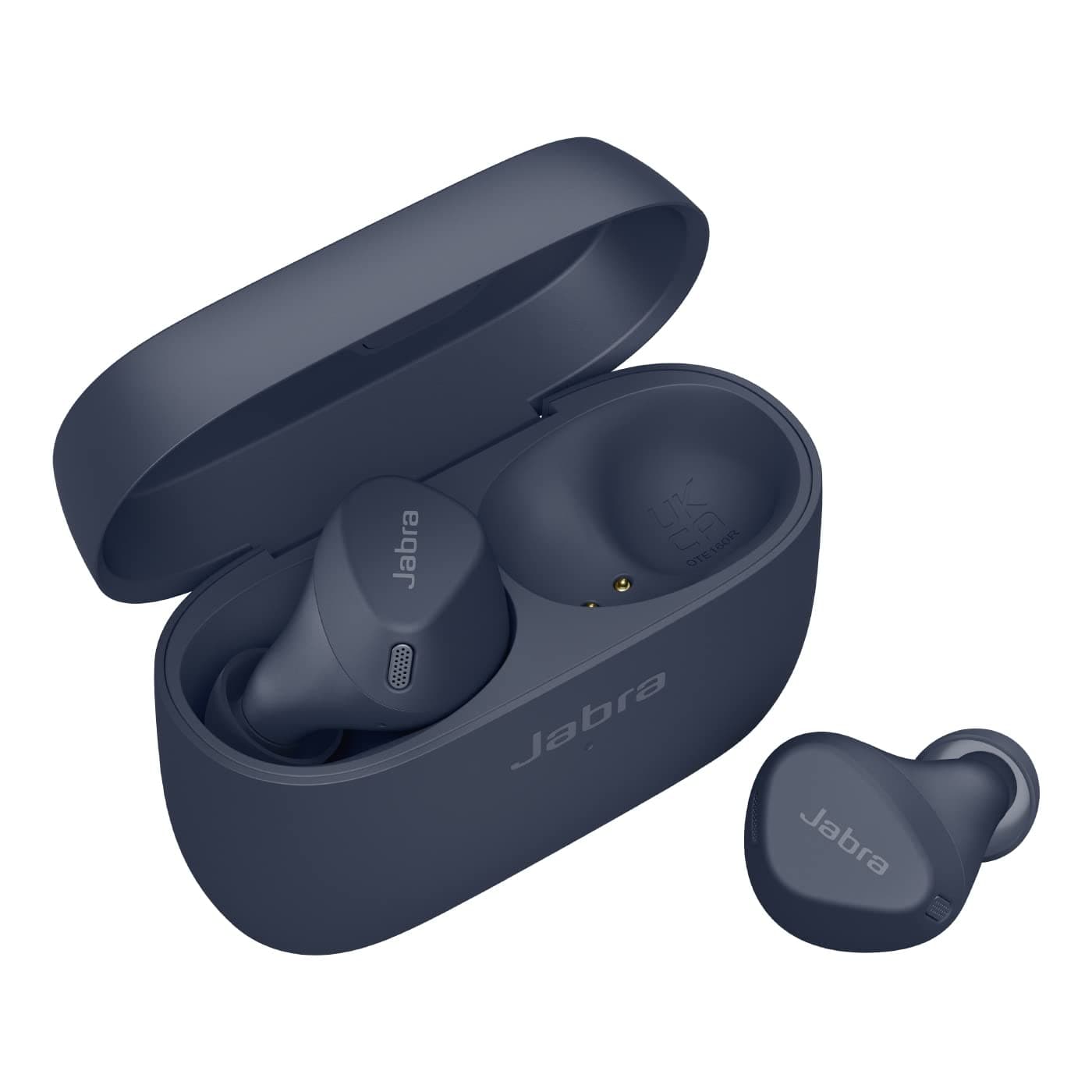 JabraElite 4 Active In-Ear Bluetooth Earbuds - True Wireless Ear Buds with Secure Active Fit, 4 built-in Microphones, Active Noise Cancellation and Adjustable HearThrough Technology - Navy
