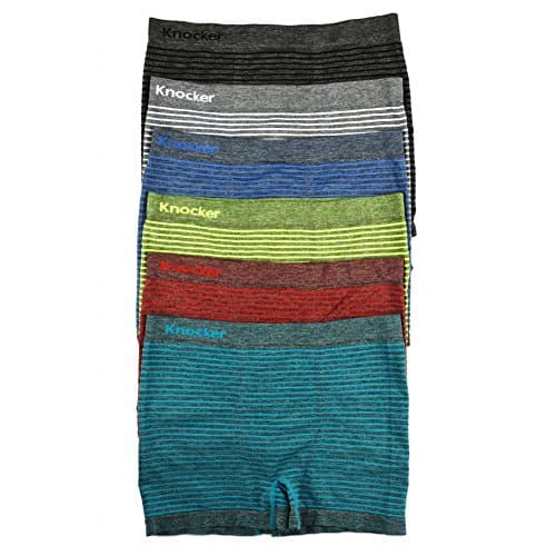 Knocker 6 pk Men`s Seamless Athletic Compression Boxer Briefs Underwear One Size