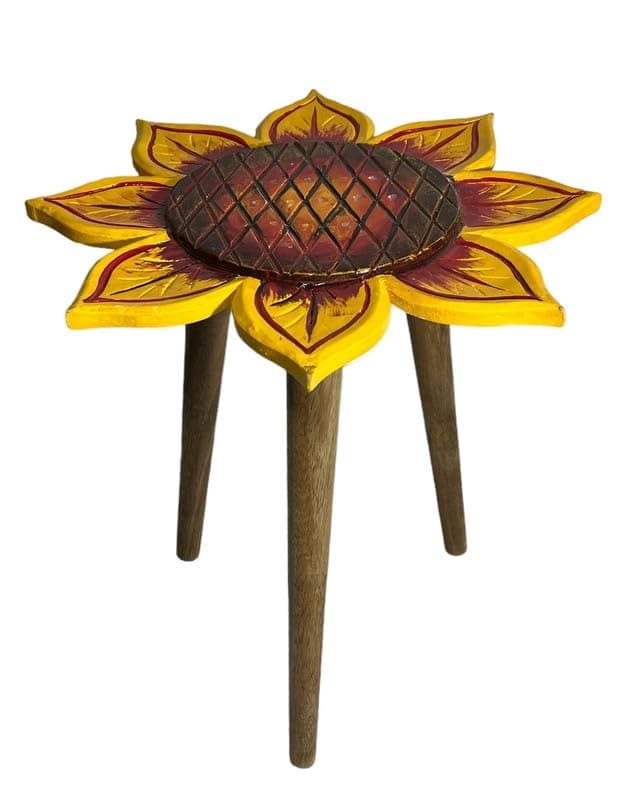 Daim Beautiful Antique Wooden fold-able Side Table/end Table/Plant Stand/Stool Living Room Kids Play Furniture Table Sunflower Shape