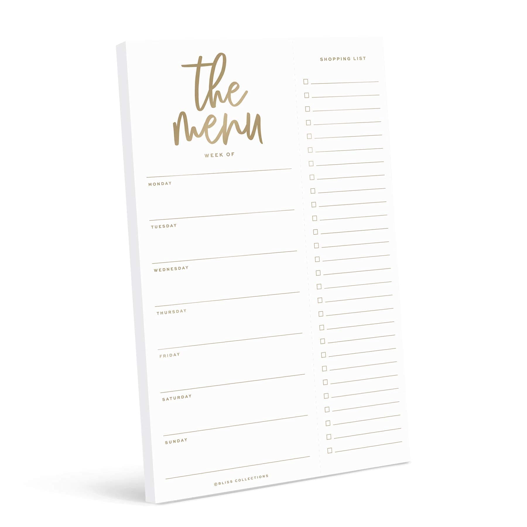 Bliss Collections Magnetic Meal Planner Notepad, 50 Sheets - Luxe to Do List and Organiser for Groceries, Meal Prep, Notes and Tasks to Keep You Organised - 152 x 229 Tear-Off Sheets Writing Pad