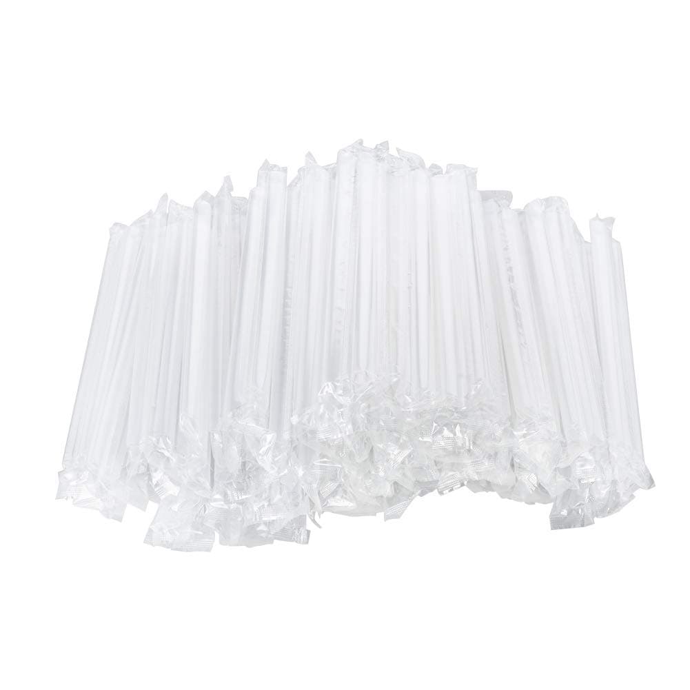 OTOR Plastic Drinking Straws Individually Wrapped, Clear, 7.9 Inch Long, Pack of 100