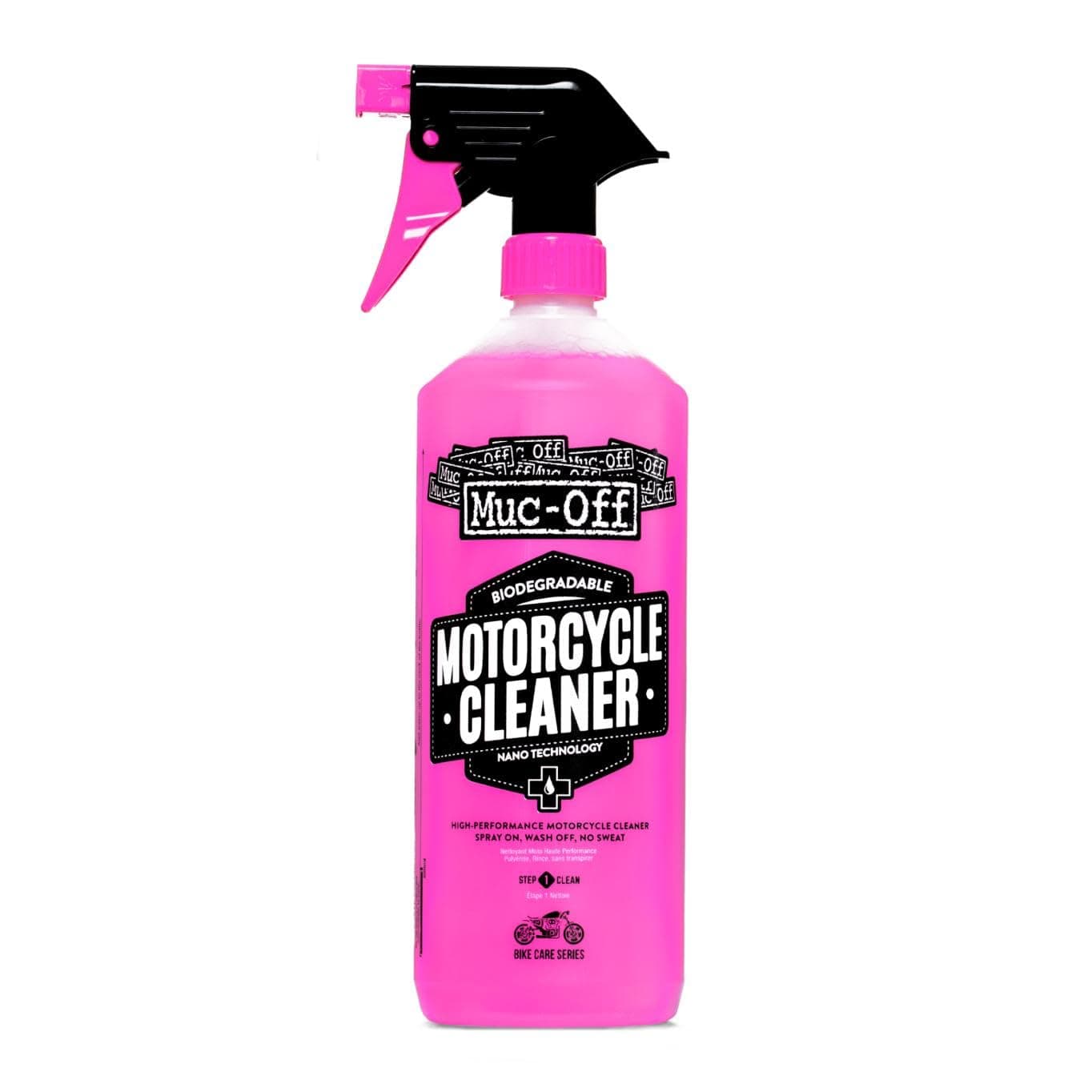 Muc Off 664US Nano-Tech Motorcycle Cleaner, 1 Liter - Fast-Action, Biodegradable Motorbike Cleaning Spray - Safe On All Surfaces and All Types of Motorcycle Pink