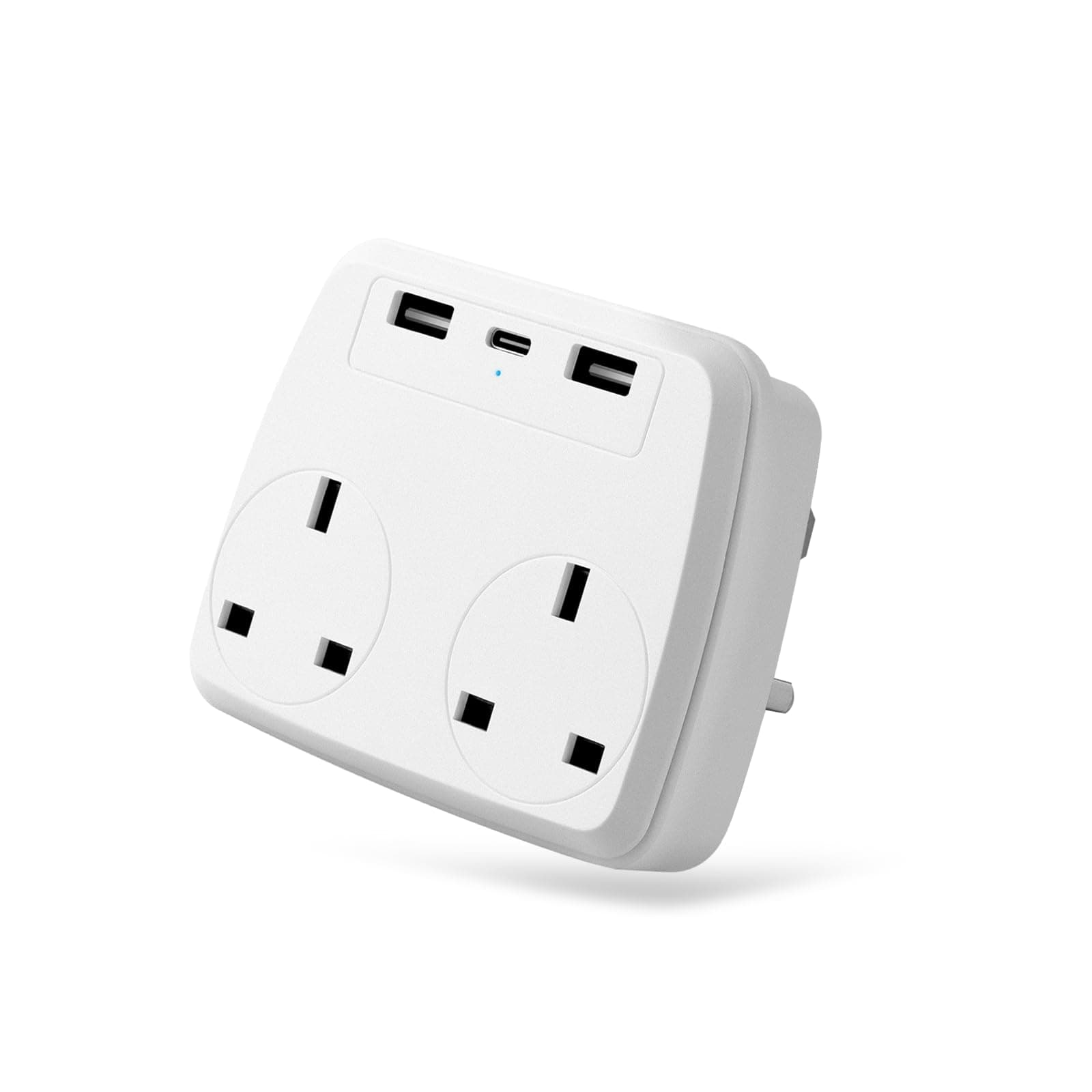 Eli-time Multi Plug Extension Power Adapter with 2 USB,Double Extender Wall Charger Socket 2 Way Dual Multiple Electrical Outlet Adaptor, Charging Station for Home, Office（White）