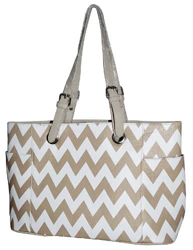Q3014. Chevron Large Beige Handbag